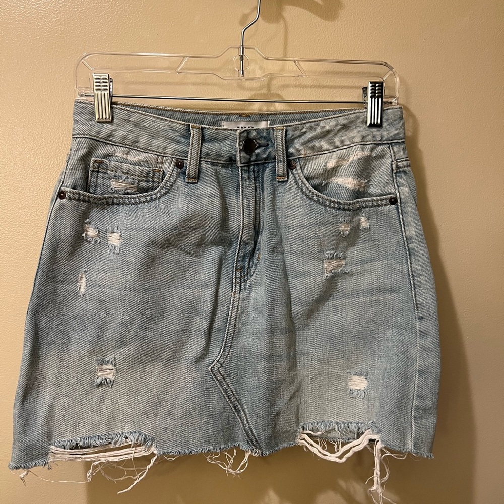 Destroyed Denim Mini Skirt